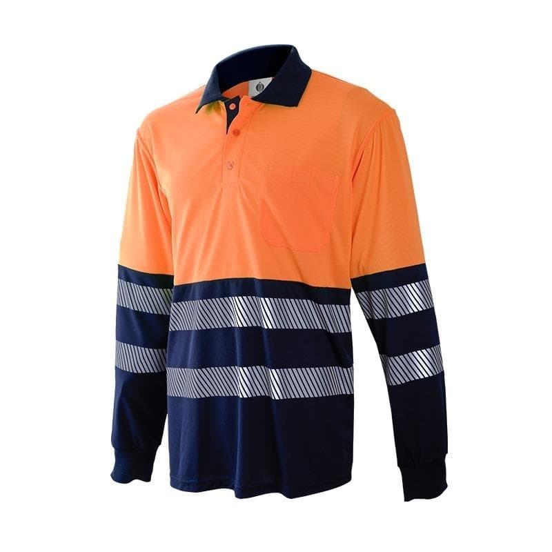 Polo alta visibilidad piqué segmentado manga larga, modelo 1095AZ (polos de alta visibilidad)