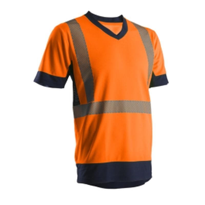 Camiseta manga corta con bandas retrorreflectantes y protección UV, modelo KYRIO (camisetas de alta visibilidad)