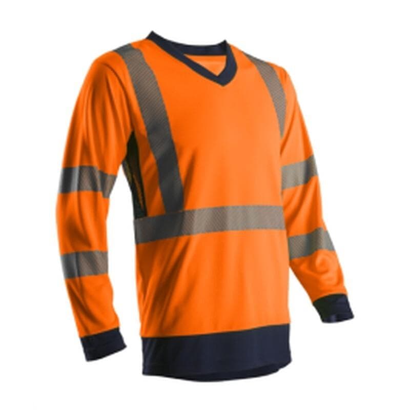 Camiseta manga larga con bandas retrorreflectantes y protección UV, modelo SUNO (camisetas de alta visibilidad)